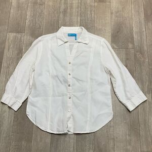 Womens Fresh Produce 100% Linen Button‎ Down White Shirt